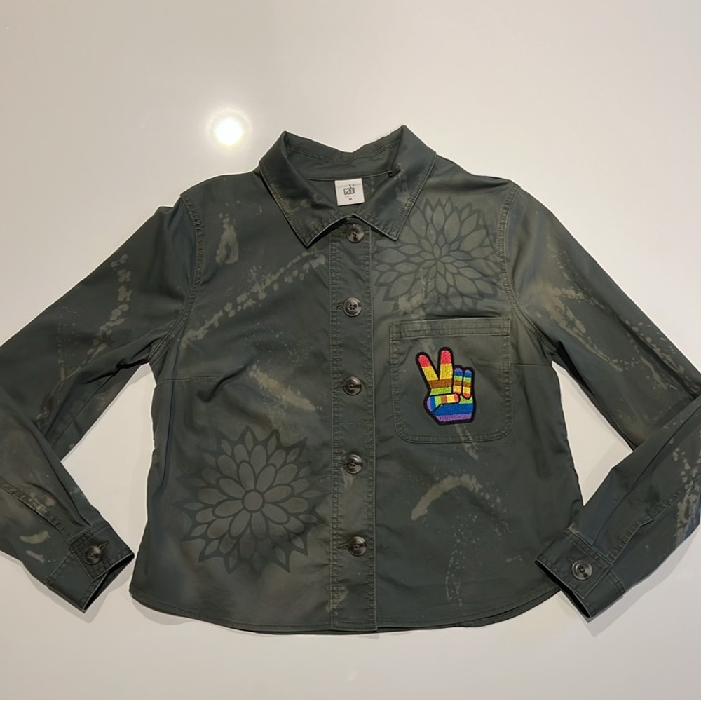 Handmade Upcycled Cabi Crossroads Jacket | Bleach Art Tie-Dye Floral | Size M